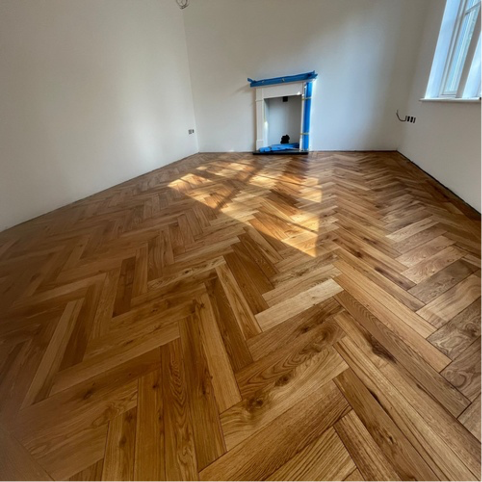 Solid Oak Herringbone Installation